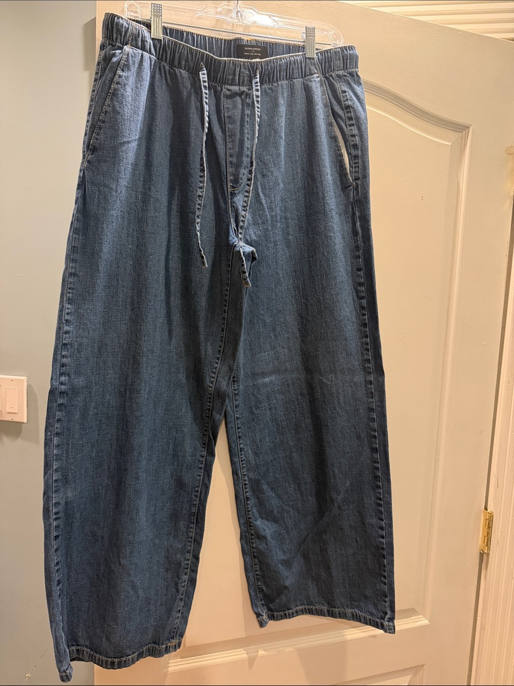 Banana Republic Women's Wide-Leg Drawstring Jeans - Dark Blue